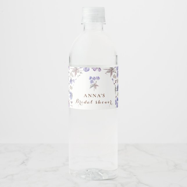 Elegantes Floral Bridgerton Themed Brautparty Wasserflaschenetikett (Vorderseite)