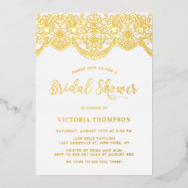 Elegantes Floral Brocade Lace Brautparty Folieneinladung