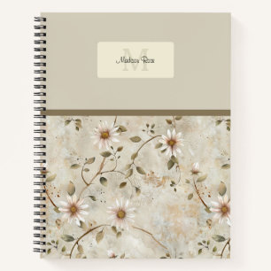 Elegantes floral Daisy Muster Monogramm Notizbuch