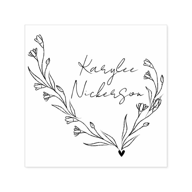 Elegantes Floral Doodle Script Permastempel (Design)