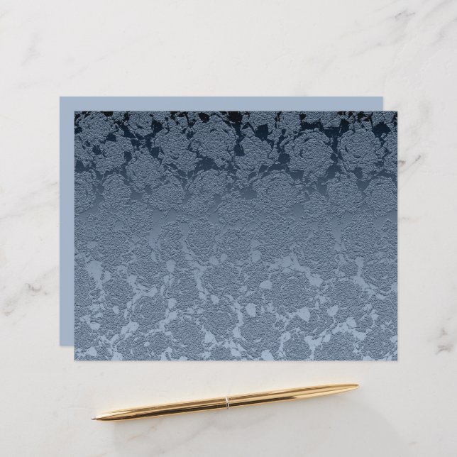 Elegantes floral Dusty Blue White Muster (Vorderseite/Rückseite Beispiel)