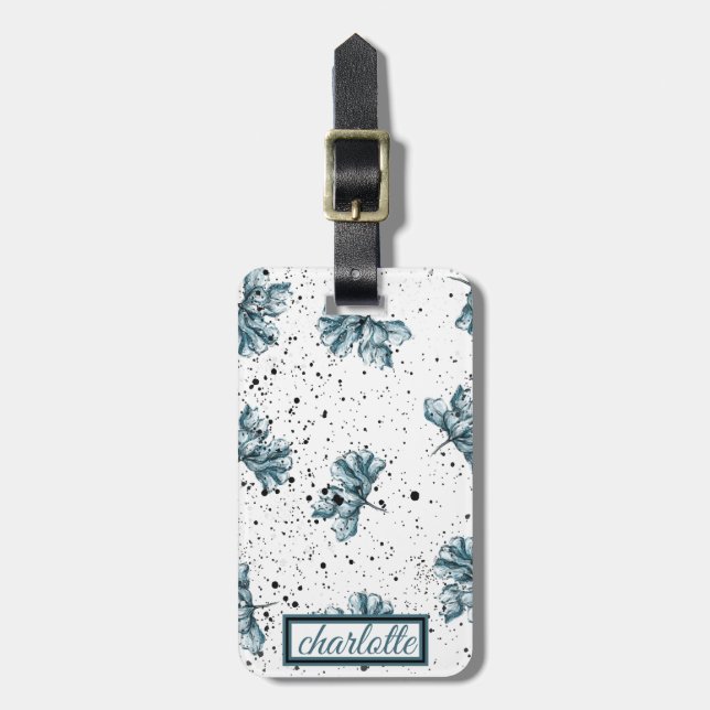 Elegantes Floral Grunge Monogramm Gepäckanhänger (Vorderseite vertikal)