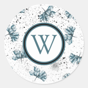 Elegantes Floral Grunge Monogramm Runder Aufkleber