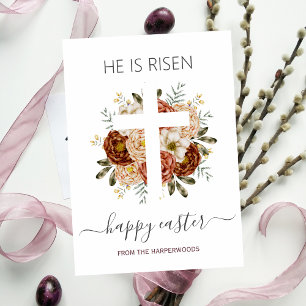 Elegantes Floral Happy Oaster Cross Christlich Feiertagskarte