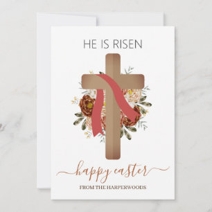 Elegantes Floral Happy Oaster Cross Christlich Feiertagskarte