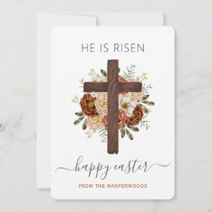 Elegantes Floral Happy Oaster Cross Christlich Feiertagskarte