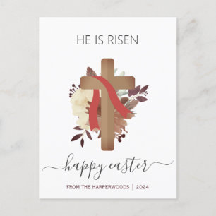 Elegantes Floral Happy Oaster Cross Christlich Feiertagspostkarte