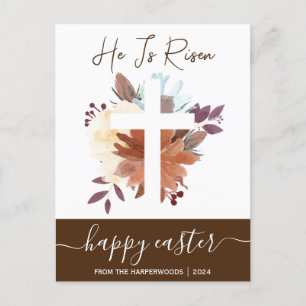 Elegantes Floral Happy Oaster Cross Christlich Feiertagspostkarte