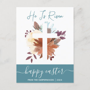 Elegantes Floral Happy Oaster Cross Christlich Feiertagspostkarte