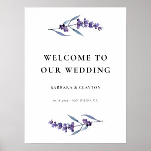 Elegantes Floral Lavender Wedding Welcome Sign Poster