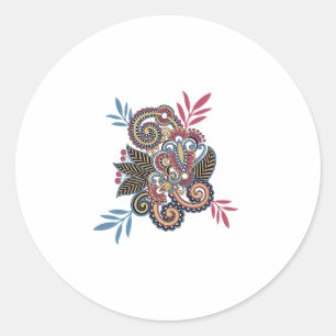 Elegantes Floral Paisley Design, Mandala Design Runder Aufkleber