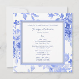Elegantes Floral Periwinkle Blue Brautparty Einladung
