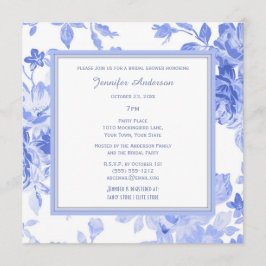 Elegantes Floral Periwinkle Blue Brautparty Einladung