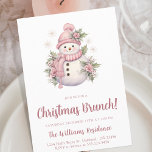 Elegantes Floral Snowman Weihnachtsfest Einladung<br><div class="desc">Die Party Einladung des Weihnachtsbrunch besticht durch einen eleganten, rosa, blumengeschmückten Schneemann mit handgeschriebenem Schriftart. Ideal für einen stilvollen Urlaub, wird diese Einladung bestimmt Ihre Gäste beeindrucken. Die Einladung kann personalisiert sein, Ihren Namen, Ihre Party-Daten und alle anderen Informationen, die Sie gewollt haben, einzufügen. Mit dieser einzigartigen und schicken Einladung...</div>