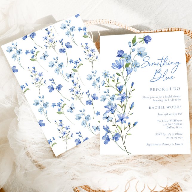 Elegantes Floral Something Blue Brautparty Einladung (Von Creator hochgeladen)