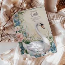 Elegantes Floral Swan Blush Pink Diapper Raffle