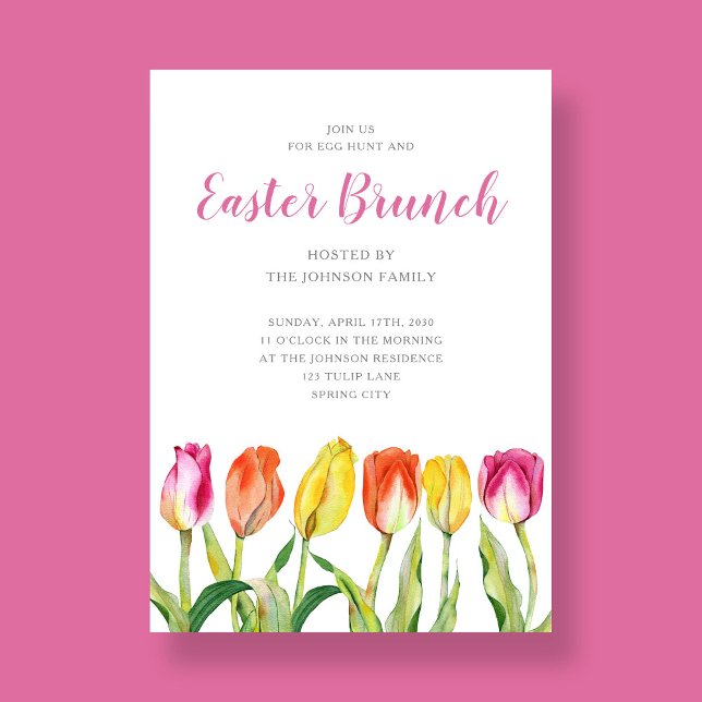 Elegantes Floral Tulip Osterfest Einladung (Elegant Floral Tulip Easter Dinner Invitation)