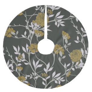 Elegantes Floral: Vintage-Musterdesign. Polyester Weihnachtsbaumdecke