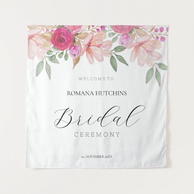 Elegantes Floral Wasserfarbe Handgemalt Wandteppich (Vorderseite)