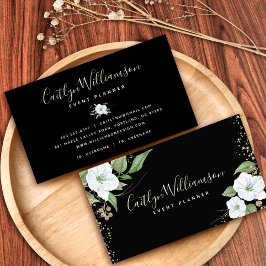 Elegantes Floral Watercolor Modernes Schwarzes Gol Visitenkarte