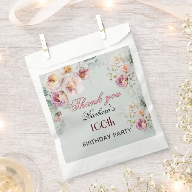 Elegantes Florales 100. Geburtstag Geschenktütchen (Von Creator hochgeladen)