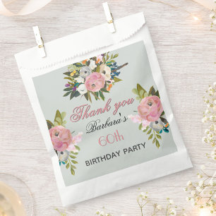 Elegantes Florales 60. Geburtstags- Geschenktütchen