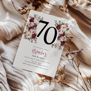 Elegantes Florales 70. Geburtstagsjubiläum Einladung