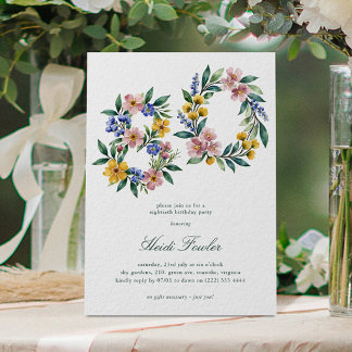 Elegantes Florales 80er Botanisches 80. Geburtstag Einladung