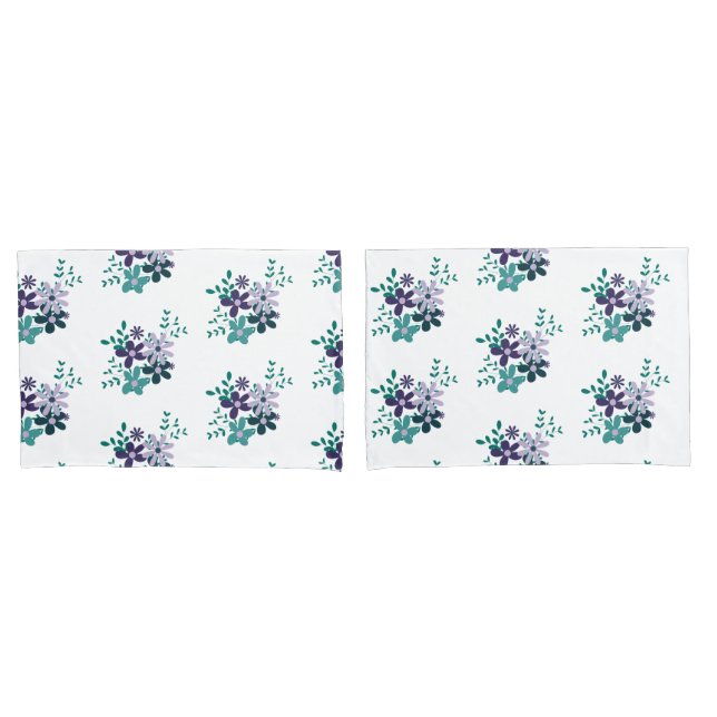 Elegantes, florales Aqua-Grün, lila violettes Lich Kissenbezug (Vorderseite-Set)