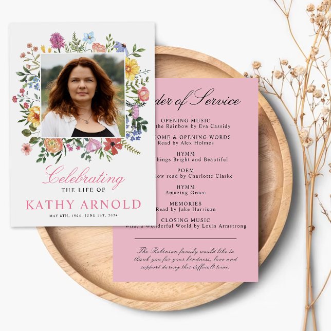 Elegantes florales Beerdigungsprogramm Einladung (Von Creator hochgeladen)