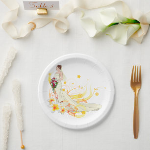 Elegantes Florales Braut Romantisches Hochzeitsdes Pappteller