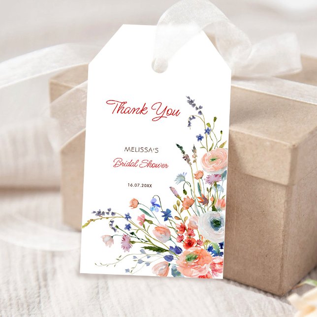 Elegantes florales Brautparty Danke Geschenkanhänger (Von Creator hochgeladen)