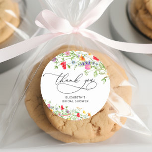 Elegantes florales Brautparty Danke Runder Aufkleber
