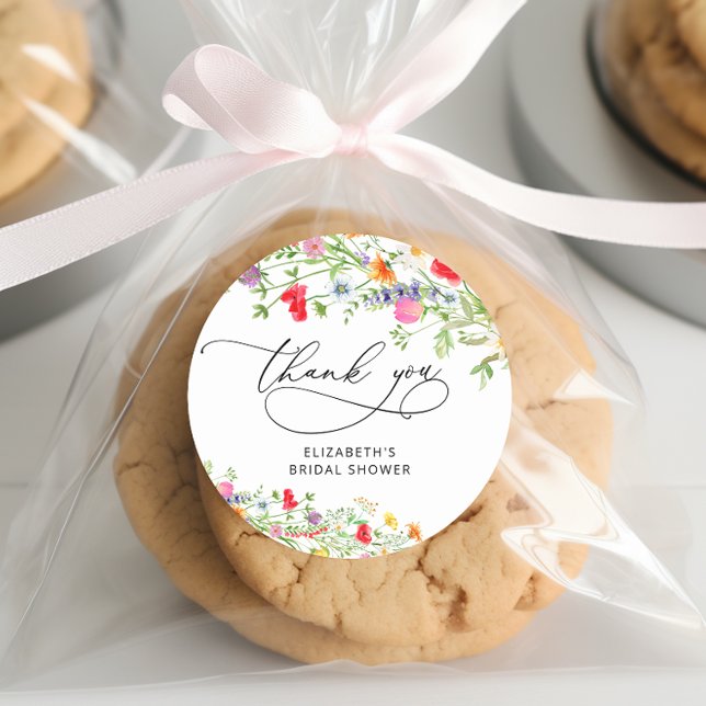 Elegantes florales Brautparty Danke Runder Aufkleber (Von Creator hochgeladen)