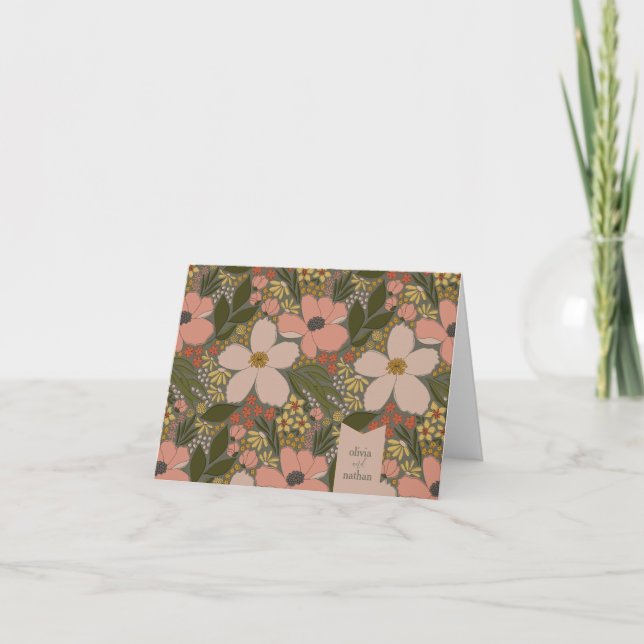 Elegantes, florales Brautparty Personalisiert Dankeskarte (Vorderseite)