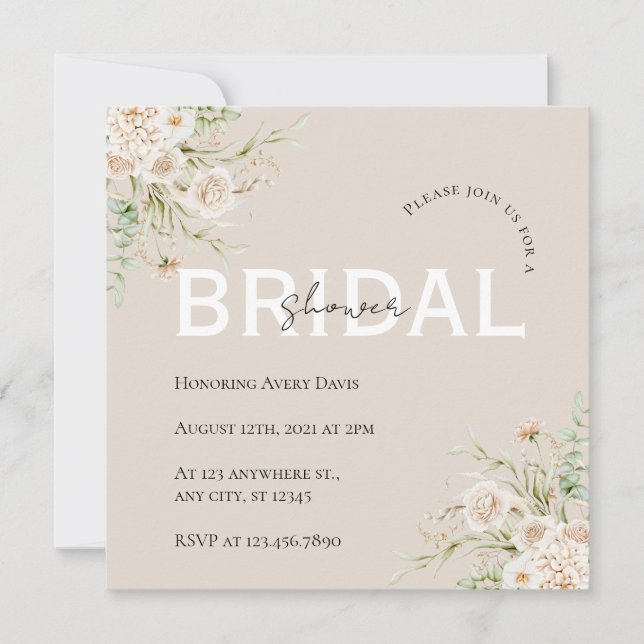 Elegantes florales Brautparty Save the Date (Vorderseite)