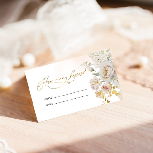 Elegantes florales Brautparty Wie viele Kisses Gam Begleitkarte (Von Creator hochgeladen)