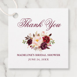 Elegantes florales Burgundy Brautparty Geschenkanhänger