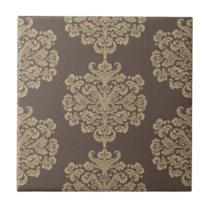 Elegantes florales Chic goldenes Damastmuster Fliese