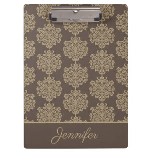 Elegantes florales Chic goldenes Damastmuster  Klemmbrett