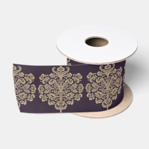Elegantes florales Chic goldenes Damastmuster Satinband