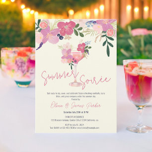 Elegantes Florales Cocktail Handgezeichnete Sommer Einladung