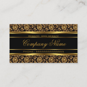 Elegantes florales Damast Gold Look Schwarz Bronze Visitenkarte