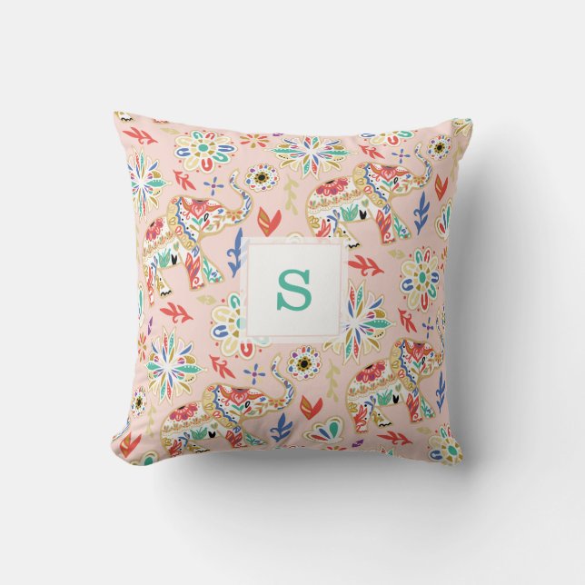 Elegantes florales Dekorationsmuster Verziert Elef Kissen (Vorderseite)