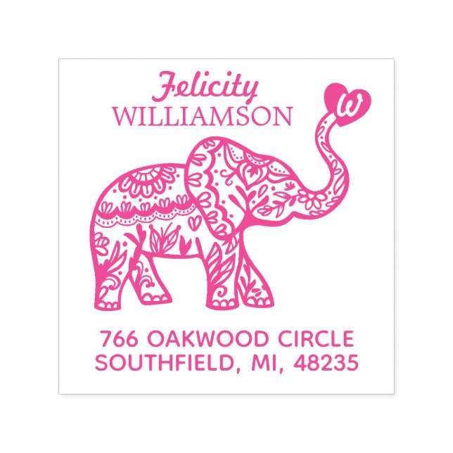 Elegantes, florales Dekoratives Verziertes Herz Permastempel (Design)