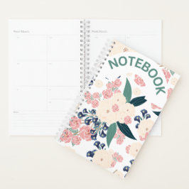 Elegantes florales Design – Marineblau, Rosa & Bei Planer