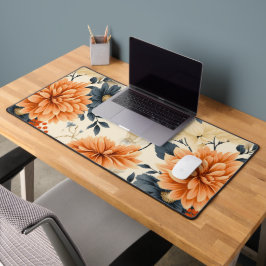 Elegantes florales Design mit großen orangefarbene Schreibtischunterlage
