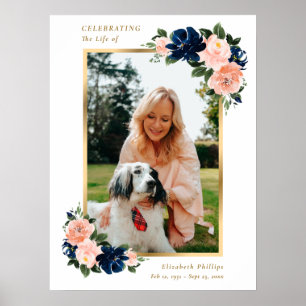Elegantes florales Foto-Feier-des-Lebens-Schild Poster
