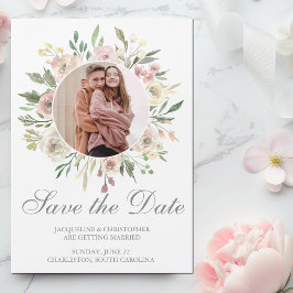 Elegantes florales Foto Save the Date Magnetkarte