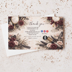 Elegantes florales Friseur-Unternehmen Dankeskarte
